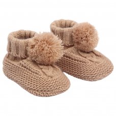 ABO12-COF: Coffee Cable Pom-Pom Bootees